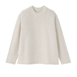 Muji Pull à col ras du cou bouclé en mélange de coton pour femme