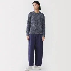 Muji Pull à col ras du cou bouclé en mélange de coton pour femme