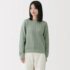 Hot Muji Pull à col ras du cou en tricot de coton mélangé pour femme