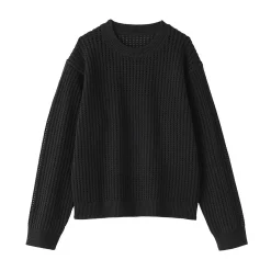 Hot Muji Pull à col ras du cou en tricot de coton mélangé pour femme