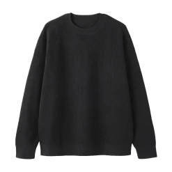 Online Muji Pull à col ras du cou en tricot gaufré de coton mélangé pour homme