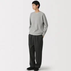 Online Muji Pull à col ras du cou en tricot gaufré de coton mélangé pour homme