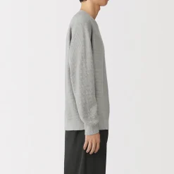 Online Muji Pull à col ras du cou en tricot gaufré de coton mélangé pour homme