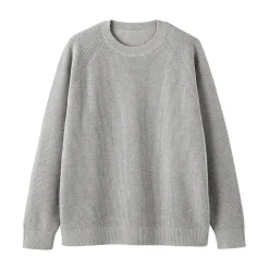 Online Muji Pull à col ras du cou en tricot gaufré de coton mélangé pour homme