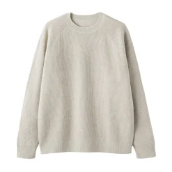 Online Muji Pull à col ras du cou en tricot gaufré de coton mélangé pour homme