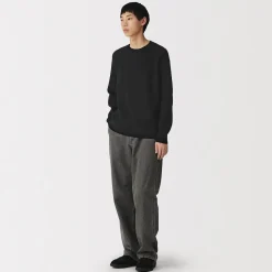 Online Muji Pull à col ras du cou en tricot gaufré de coton mélangé pour homme