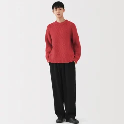 Sale Muji Pull à col rond à tricot épais en laine mérinos pour homme