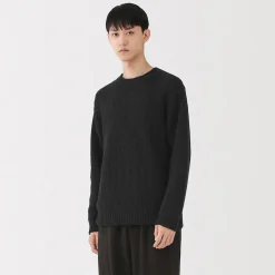Sale Muji Pull à col rond à tricot épais en laine mérinos pour homme