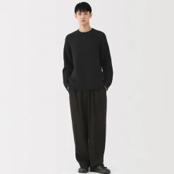Sale Muji Pull à col rond à tricot épais en laine mérinos pour homme