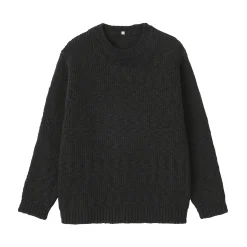 Sale Muji Pull à col rond à tricot épais en laine mérinos pour homme