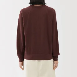New Muji Pull à col rond en coton biologique tricoté gaufré pour femme
