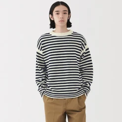 Clearance Muji Pull à col rond en laine des Andes à grosses mailles pour homme