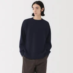 Clearance Muji Pull à col rond en laine des Andes à grosses mailles pour homme