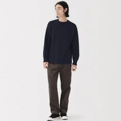 Clearance Muji Pull à col rond en laine des Andes à grosses mailles pour homme