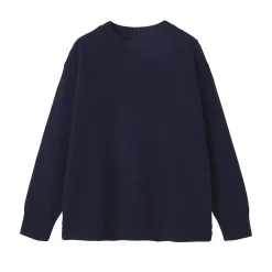 Clearance Muji Pull à col rond en laine des Andes à grosses mailles pour homme