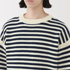 Clearance Muji Pull à col rond en laine des Andes à grosses mailles pour homme