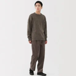 Clearance Muji Pull à col rond en laine des Andes à grosses mailles pour homme