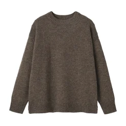 Clearance Muji Pull à col rond en laine des Andes à grosses mailles pour homme