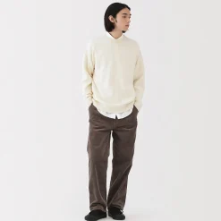 Clearance Muji Pull à col rond en laine des Andes à grosses mailles pour homme