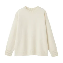 Clearance Muji Pull à col rond en laine des Andes à grosses mailles pour homme