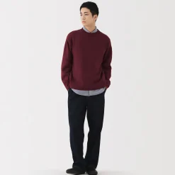 Clearance Muji Pull à col rond en laine des Andes à grosses mailles pour homme