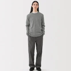 New Muji Pull à col rond en laine tricot moyen pour homme
