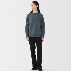 New Muji Pull à col rond en laine tricot moyen pour homme