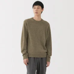 New Muji Pull à col rond en laine tricot moyen pour homme