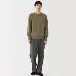 New Muji Pull à col rond en laine tricot moyen pour homme