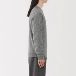 New Muji Pull à col rond en laine tricot moyen pour homme