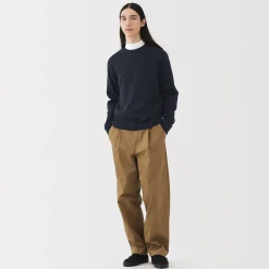 New Muji Pull à col rond en laine tricot moyen pour homme