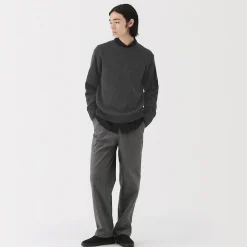 New Muji Pull à col rond en laine tricot moyen pour homme