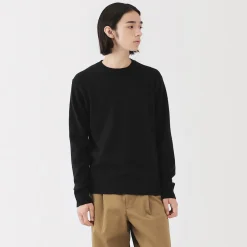 New Muji Pull à col rond en laine tricot moyen pour homme