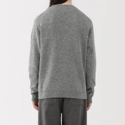 New Muji Pull à col rond en laine tricot moyen pour homme