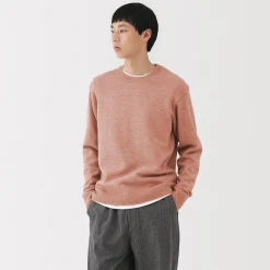 New Muji Pull à col rond en laine tricot moyen pour homme
