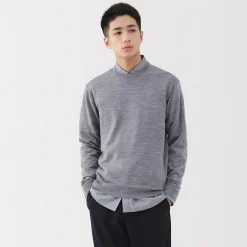 Clearance Muji Pull à col rond en laine tricot fin pour homme