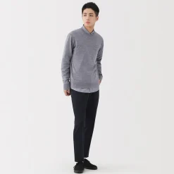 Clearance Muji Pull à col rond en laine tricot fin pour homme
