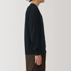 Clearance Muji Pull à col rond en laine tricot fin pour homme
