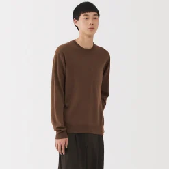 Clearance Muji Pull à col rond en laine tricot fin pour homme