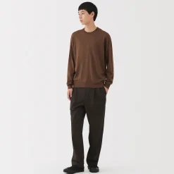 Clearance Muji Pull à col rond en laine tricot fin pour homme