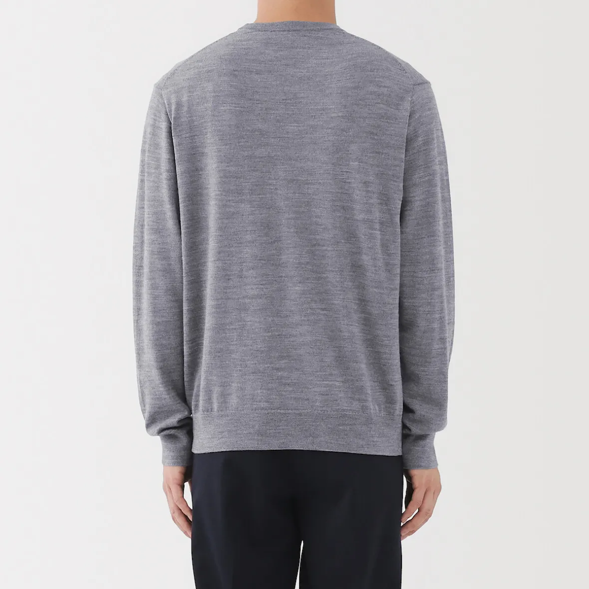 Clearance Muji Pull à col rond en laine tricot fin pour homme