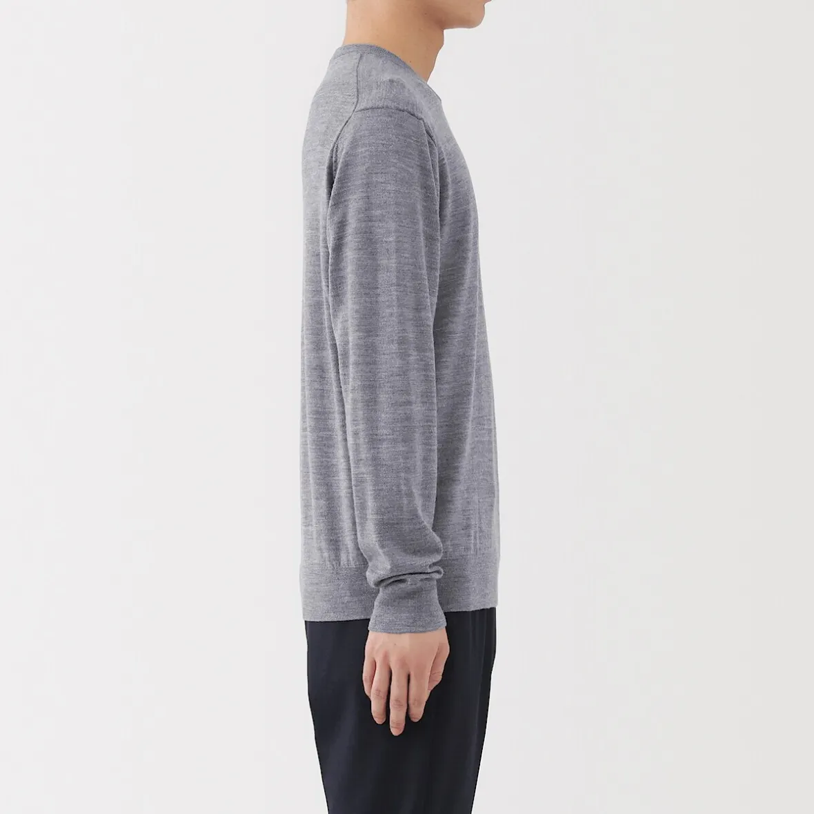Clearance Muji Pull à col rond en laine tricot fin pour homme