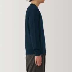 Clearance Muji Pull à col rond en laine tricot fin pour homme