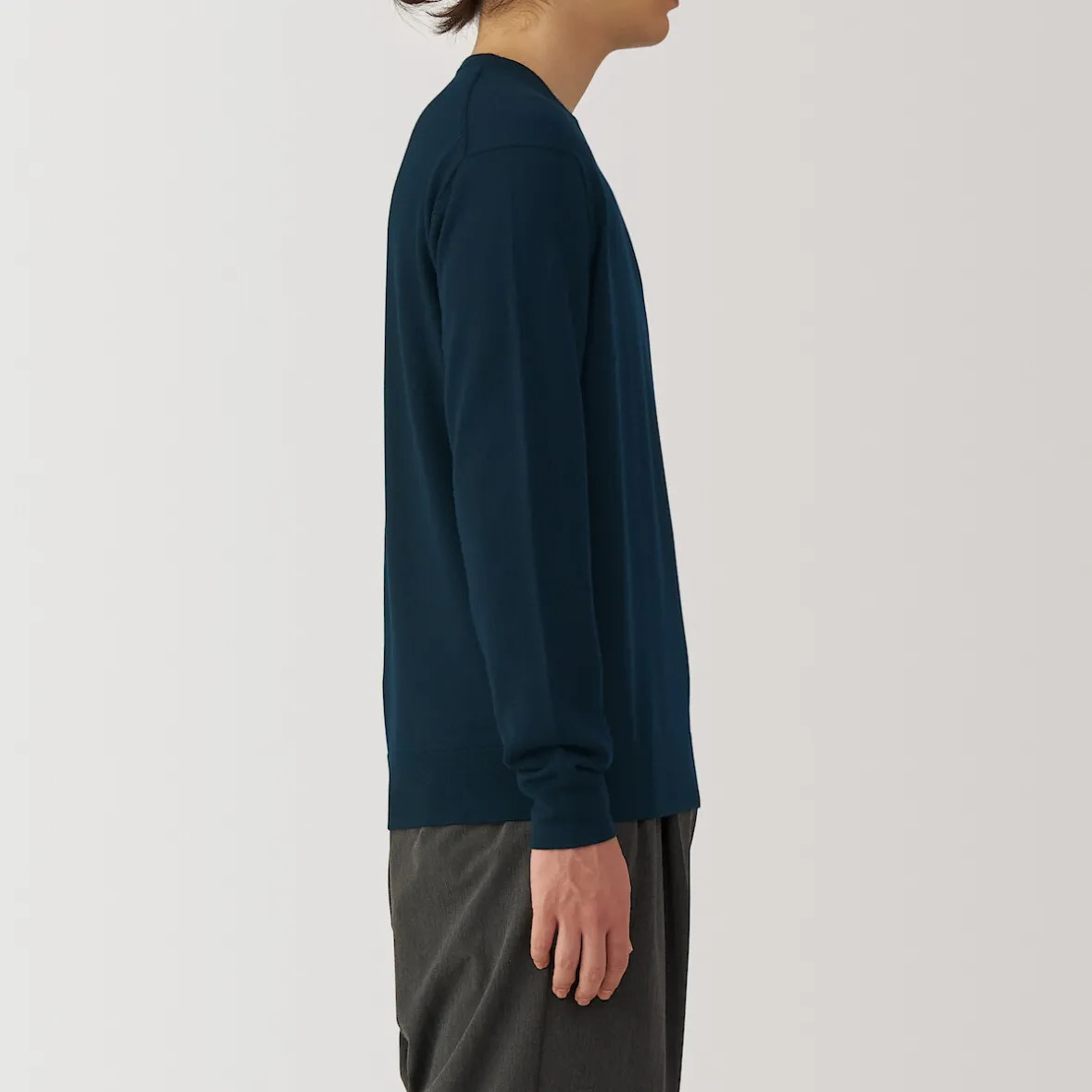 Clearance Muji Pull à col rond en laine tricot fin pour homme