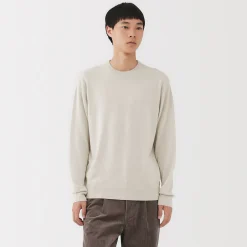 Clearance Muji Pull à col rond en laine tricot fin pour homme