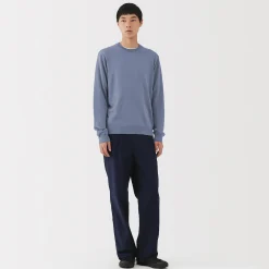 Clearance Muji Pull à col rond en laine tricot fin pour homme