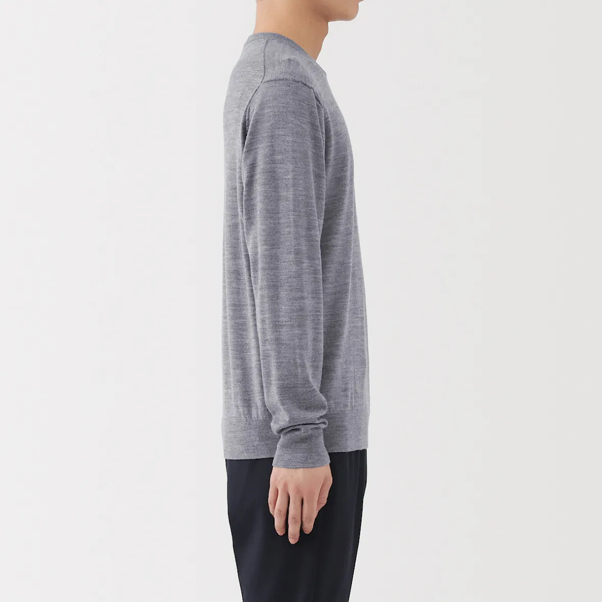 Clearance Muji Pull à col rond en laine tricot fin pour homme