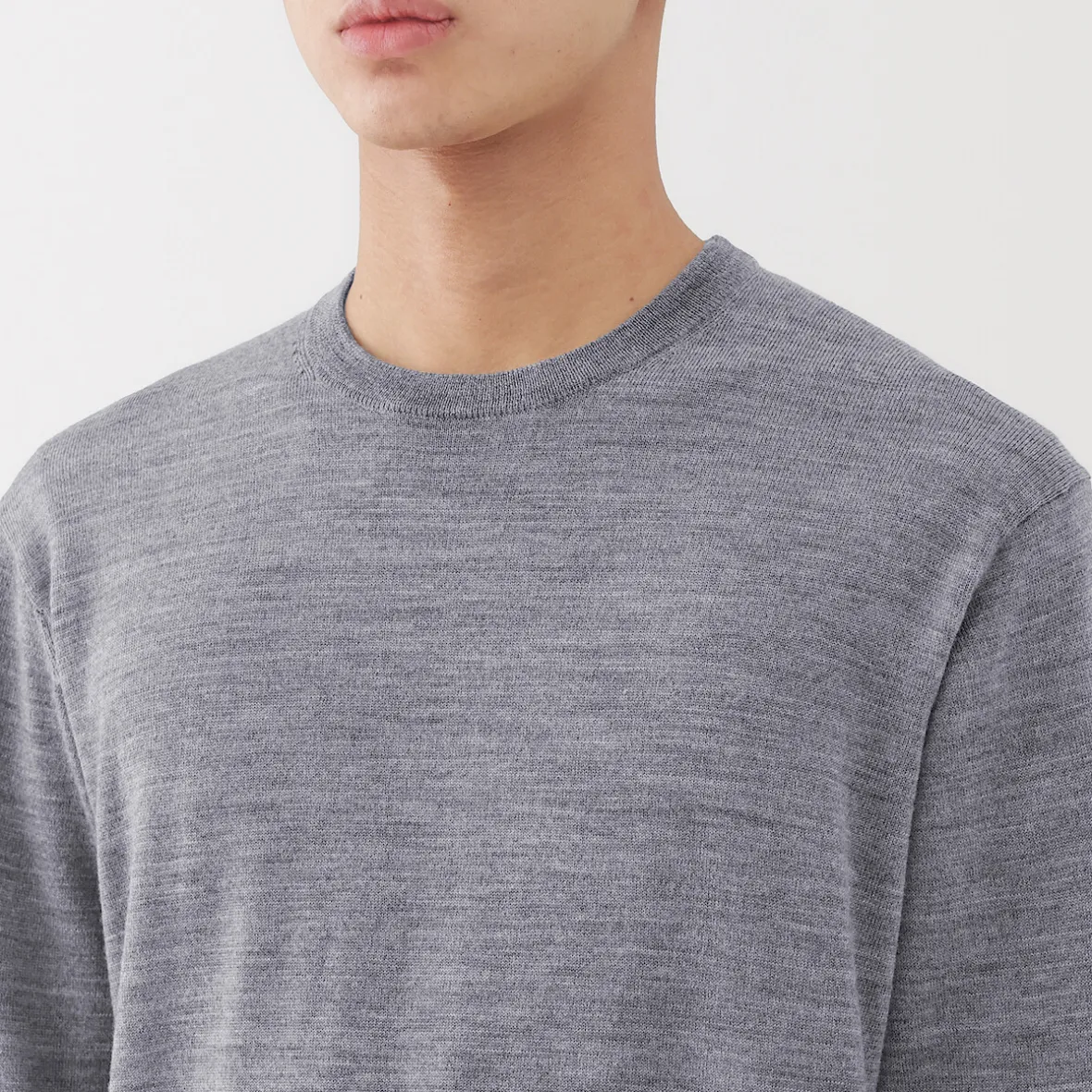 Clearance Muji Pull à col rond en laine tricot fin pour homme