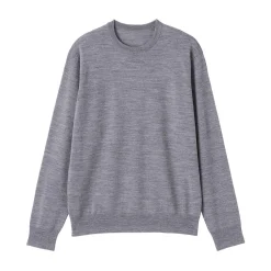 Clearance Muji Pull à col rond en laine tricot fin pour homme