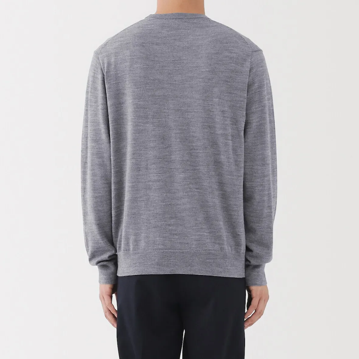 Clearance Muji Pull à col rond en laine tricot fin pour homme